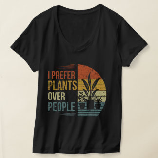 植物は人間より好き 女性Vネック Tシャツ