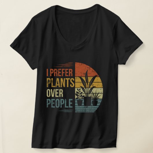 植物は人間より好き 女性Vネック Tシャツ (レイダウン)