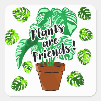 植物は友人であるMonsteraステッカー スクエアシール