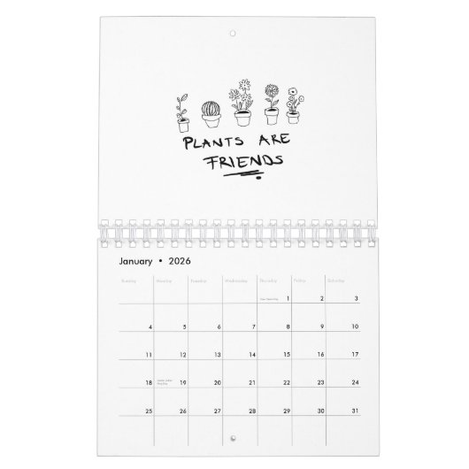 植物は友 カレンダー (1月 2026)