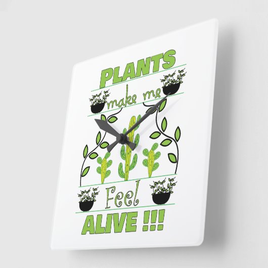 植物は私を生感じきたらせる スクエア壁時計 (傾斜)