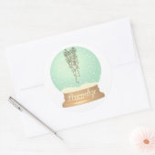 植物ぶら下がった雪の地球のステッカー緑の白 ラウンドシール (封筒)