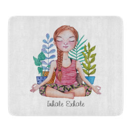 植物めい想を持つ女の子 カッティングボード