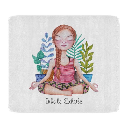 植物めい想を持つ女の子 カッティングボード (正面)