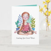 植物めい想を持つ女の子 カード (黄色い花)