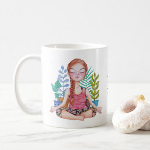 植物めい想を持つ女の子 コーヒーマグカップ