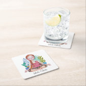 植物めい想を持つ女の子 スクエアペーパーコースター (インサイチュ)