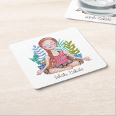 植物めい想を持つ女の子 スクエアペーパーコースター (アングル)