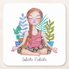 植物めい想を持つ女の子 スクエアペーパーコースター