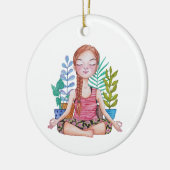 植物めい想を持つ女の子 セラミックオーナメント (左)
