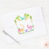 植物や木を持つ恐竜 ラウンドシール (封筒)