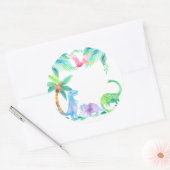 植物や木を持つ恐竜 ラウンドシール (封筒)