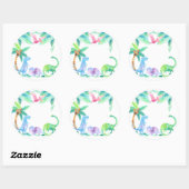 植物や木を持つ恐竜 ラウンドシール (シート)