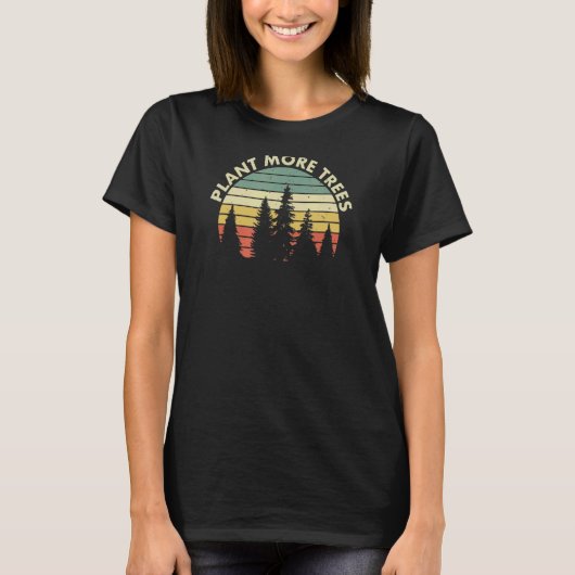 植物より多くの木レトロヴィンテージ気候変動の地球 Tシャツ (正面)