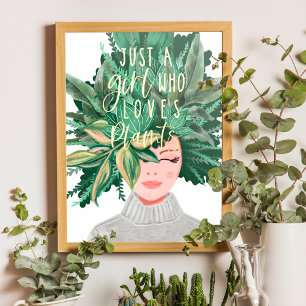 植物を愛するただの女の子 植物熱狂するの女性 箔ポスター