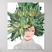 植物を愛するただの女の子 |植物熱狂するの女性 箔ポスター (正面)