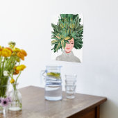 植物を愛するただの女の子 |植物熱狂するの女性 箔ポスター (レイダウン (キッチン))