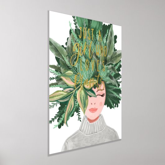 植物を愛するただの女の子 |植物熱狂するの女性 箔ポスター (レイダウン)
