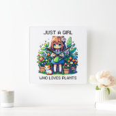 植物を愛するただの少女 スクエア壁時計 (ホーム)