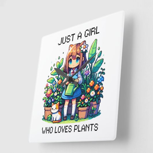 植物を愛するただの少女 スクエア壁時計 (傾斜)