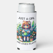 植物を愛する少女パーソナライズされた スリム缶クーラー (Seltzer正面)