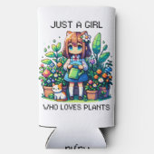 植物を愛する少女パーソナライズされた スリム缶クーラー (裏面)