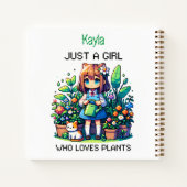 植物を愛する少女パーソナライズされた ノートブック (裏面)