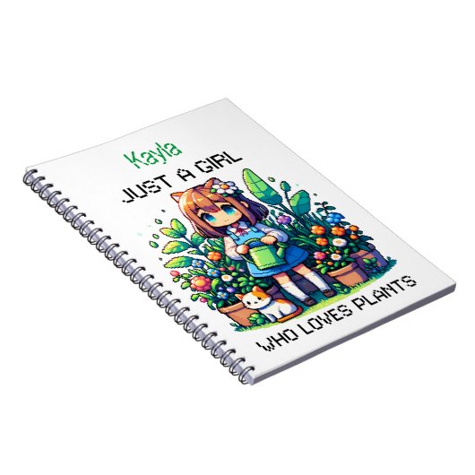 植物を愛する少女パーソナライズされた ノートブック (右側)