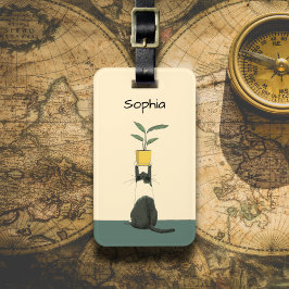 植物を持つ猫 ラゲッジタグ