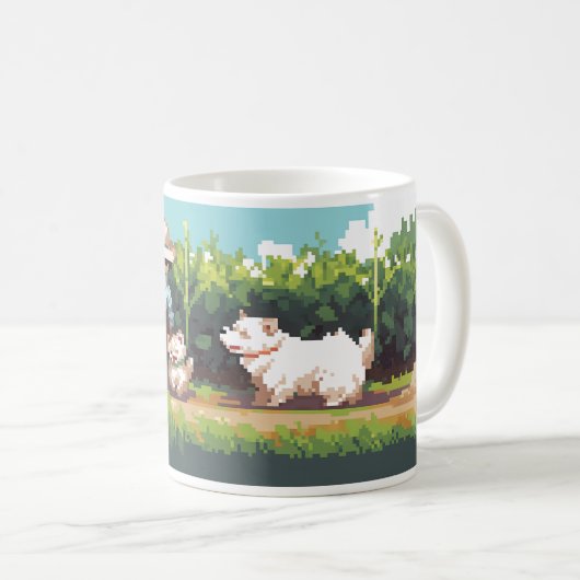 植物を播種するピクセルアート農家 コーヒーマグカップ (正面右)