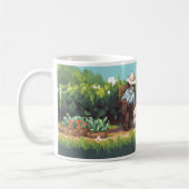 植物を播種するピクセルアート農家 コーヒーマグカップ (左)