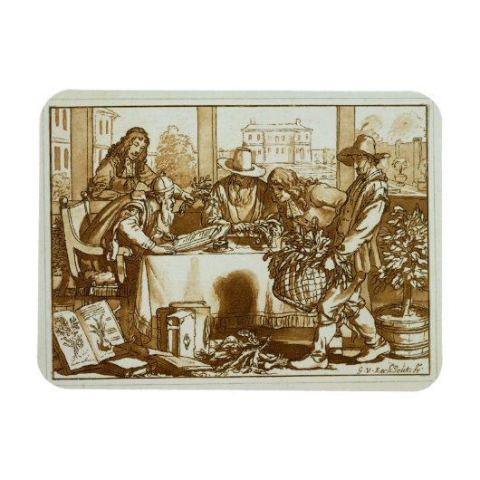 植物を調べる植物学者（リトボ） マグネット (横)