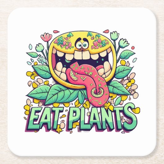 植物を食べよう スクエアペーパーコースター (正面)