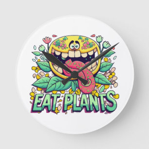 植物を食べよう ラウンド壁時計