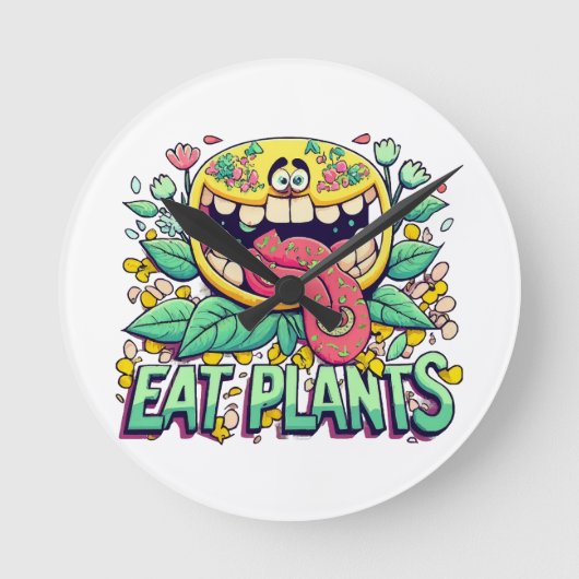 植物を食べよう ラウンド壁時計 (正面)