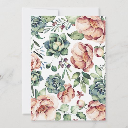 植物アイボリーフローラ水彩秋ベビーシャワー 招待状 (裏面)