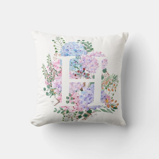 植物アルファベット紫陽花 クッション (正面)