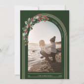 植物アーチのモダンな写真クリスマスカード シーズンカード (正面)