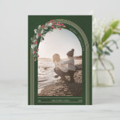 植物アーチのモダンな写真クリスマス シーズンカード (スタンド正面)