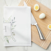 植物イニシャルモノグラム キッチンタオル (四つ折り)