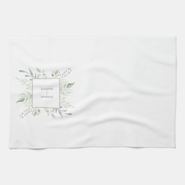 植物イニシャルモノグラム キッチンタオル