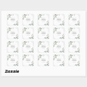 植物イラストのユーカリグリーン シェイプの結婚式前祝賀会 スクエアシール (シート)