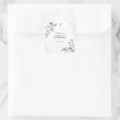 植物イラストのユーカリグリーン シェイプの結婚式前祝賀会 スクエアシール (バッグ)