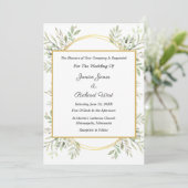 植物イラストのユーカリ ゴールドフレーム 結婚式招待状 招待状 (スタンド正面)