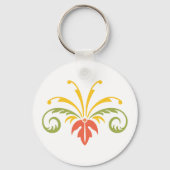 植物イラストレーションイエローオレンジグリーン キーホルダー (正面)