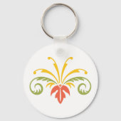 植物イラストレーションイエローオレンジグリーン キーホルダー (裏面)