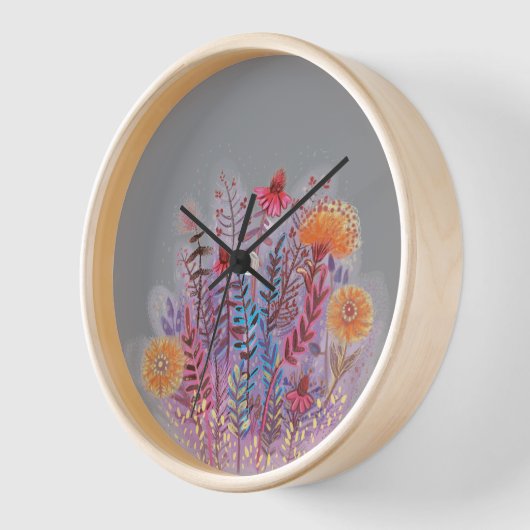 植物イラストレーション時計 壁時計 (傾斜)