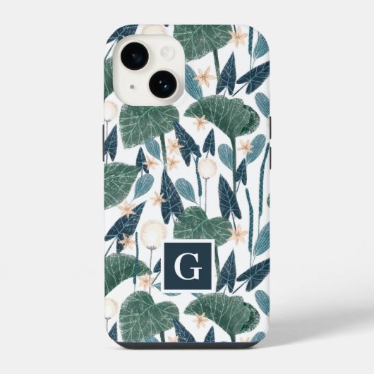 植物イラスト 植物ママ モノグラム iPhoneケース (裏面)