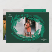 植物インプレッション水平フレームクリスマス シーズンカード (正面/裏面)