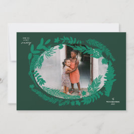 植物インプレッション水平フレームクリスマス シーズンカード